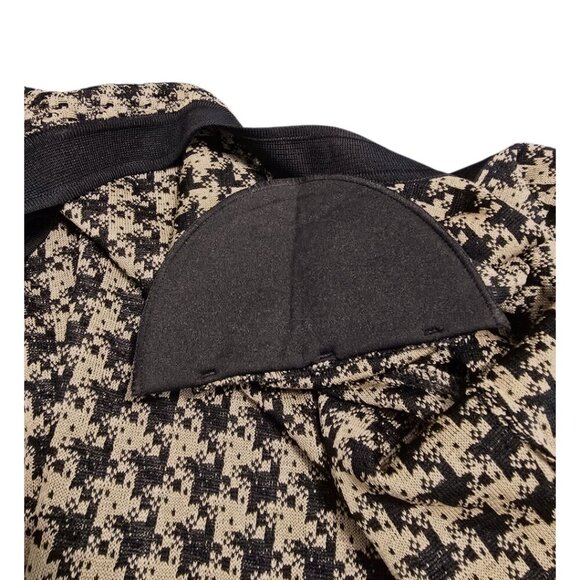 Ming Wang Tan & Black Houndstooth Collarless Cardigan Sz M - Picture 8 of 11